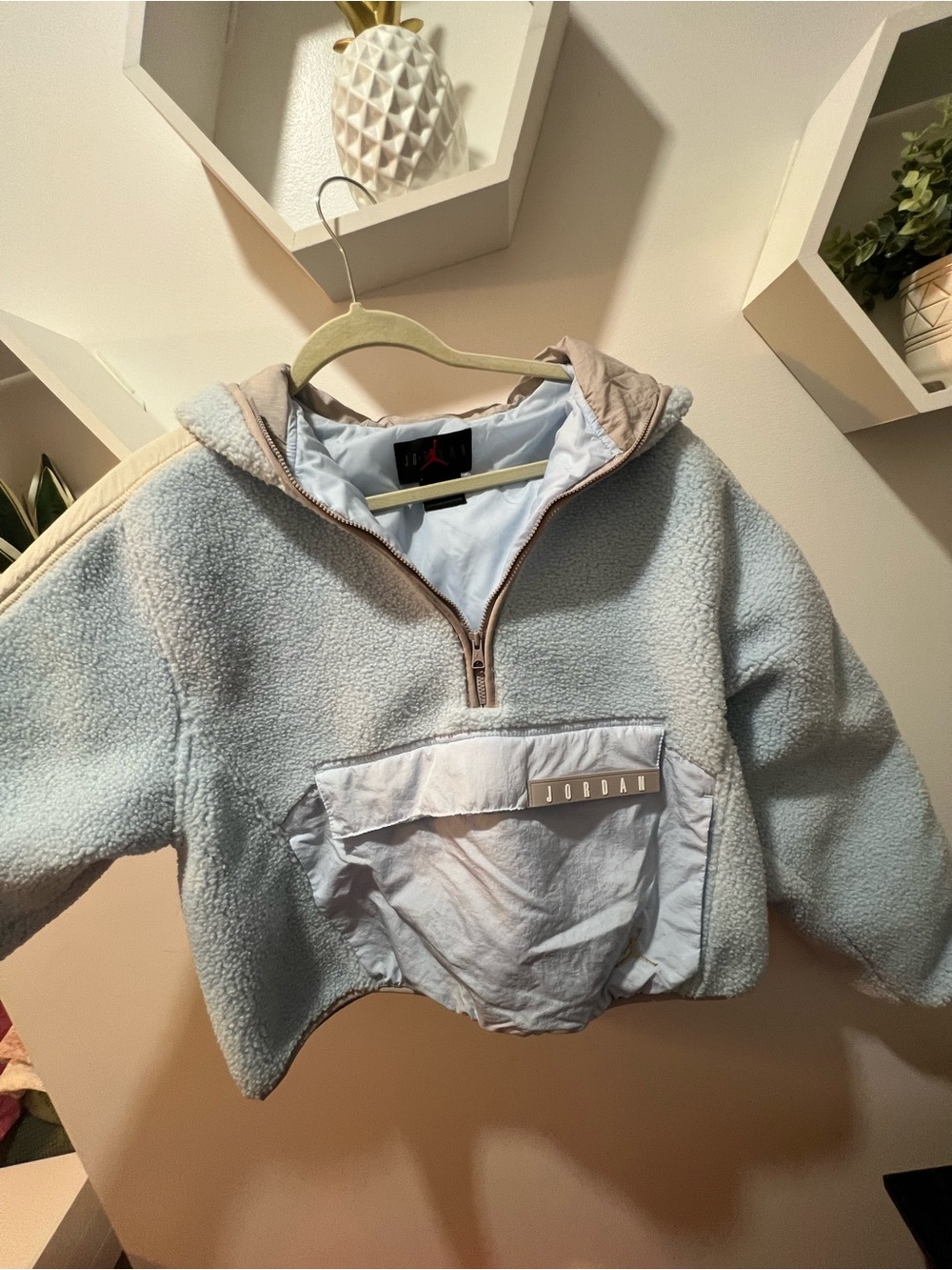 Jordan Light Blue and Cream Sherpa Half-Zip Pullover